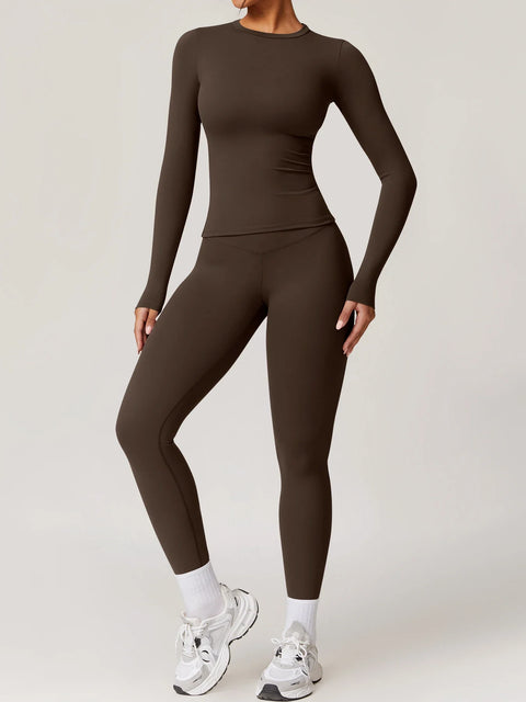 Women Yoga Set Sportswear Tracksuit Yoga Suit Sport Clothes Shirt Trousers Long Sleeves Pants 2Pcs Gym Fitness Training Slimming