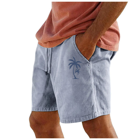 Men Cotton Shorts Resort 3D Printed Shorts Elastic Waist Drawstring Style Holiday Beach Women's Lightweight Hiking Cargo Pants