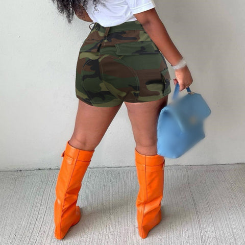 Summer Women Casual Shorts 2023 Mid Length Ripped Jean Shorts Camouflage High Waisted Denim Short Pants Trousers Shorts Ladies