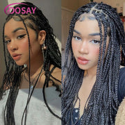 36" Full Lace Braided Wigs Synthetic Hair Box Braids Lace Front Wigs Knotless Braided Wigs For Black Women Braiding Wigs African