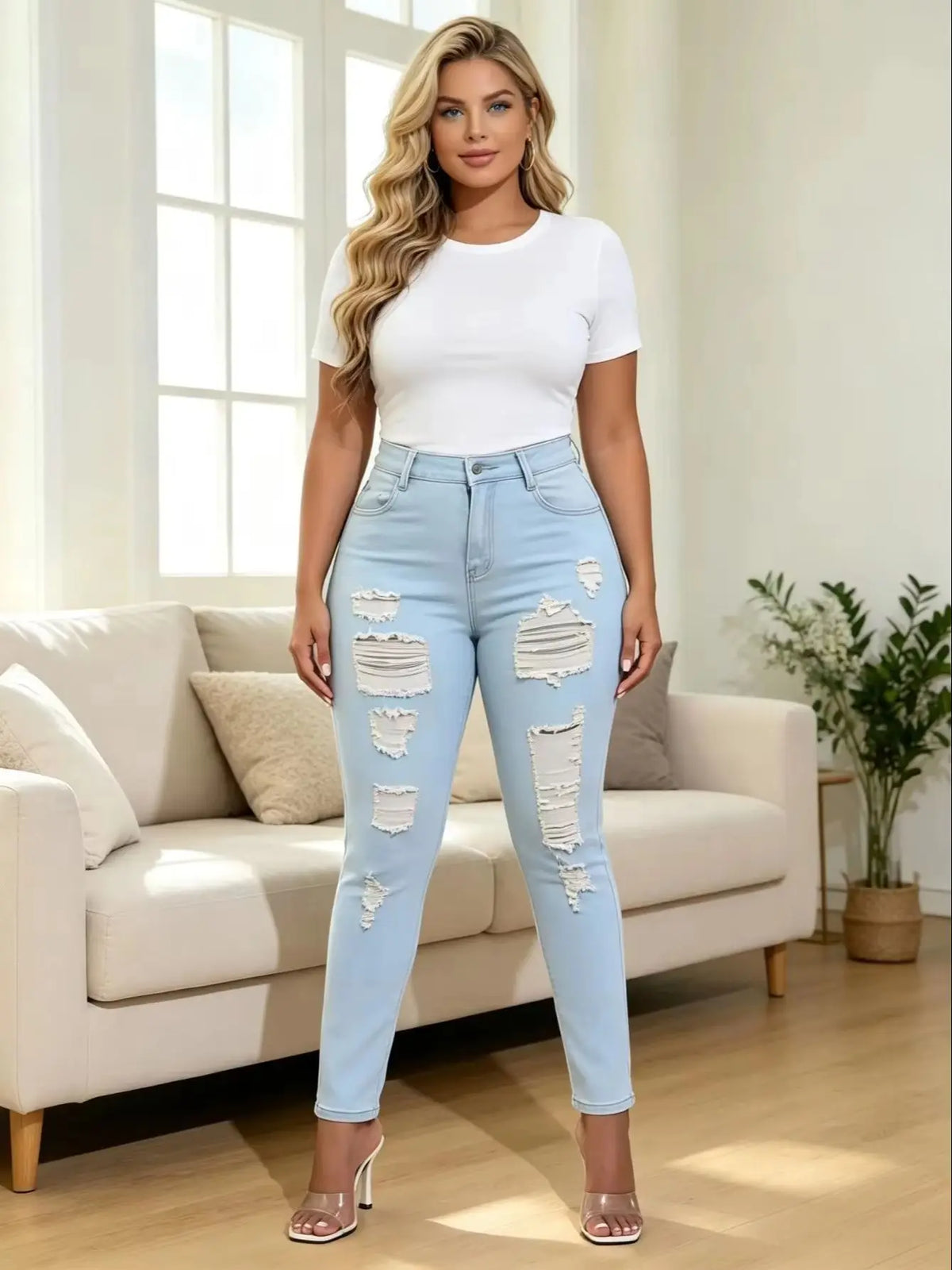 Light-Wash Ripped Skinny Jeans – view 9 of 9