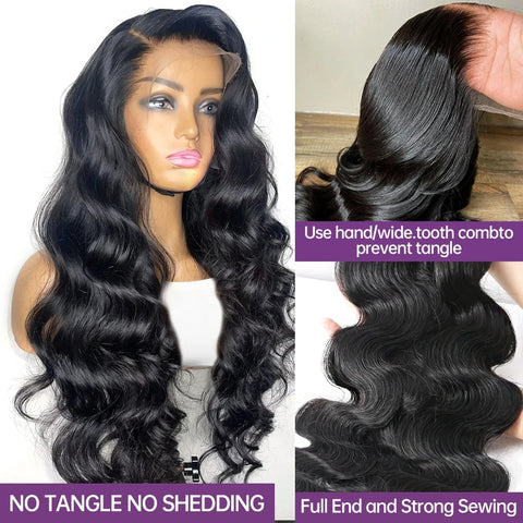 30 inch 100% glueless wigs Body Wave human hair Brazilian 13x6 hd transparent lace front wig human hair closure  7x6 250Density