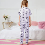 Children's Sleepwear Suits Home Wear Thin Short Sleeve Cardigan Shirts Tops+Pants Children's Pajamas Set Summer Leisure Clothes