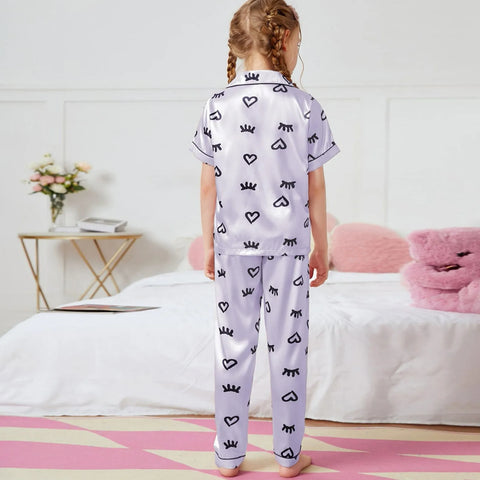 Children's Sleepwear Suits Home Wear Thin Short Sleeve Cardigan Shirts Tops+Pants Children's Pajamas Set Summer Leisure Clothes