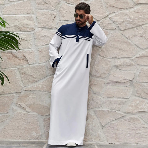 Men's Casual Muslim Arab Middle Eight Sleeve Embroidered Robes Long Sleeve Shirt Men Festival Traditional Muslim garment robe