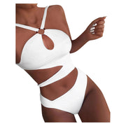Sexy Bikini Set One Shoulder One Piece Swimsuit 2025 New Off Shoulder Black White Patchwork Swimwear Bodysuits Bathing Suit