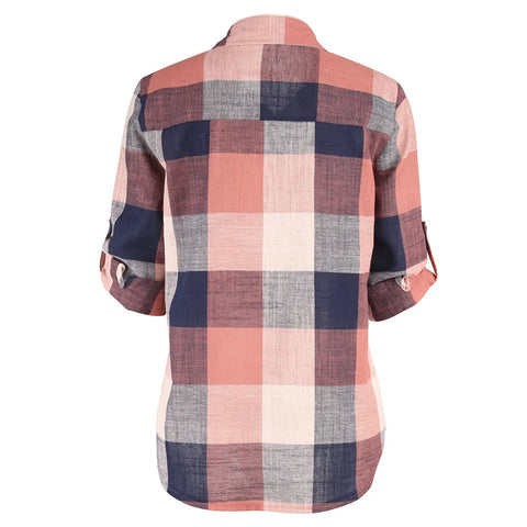 Fashion Plaid Shirt Women Korean Style Tops And Blouses Harajuku Long Sleeve Lapel Single-Breasted Shirts Blusa Mujer Moda 2024