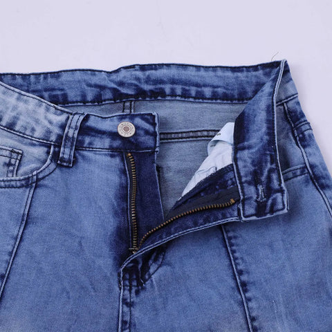 Floor Length Flare Pants Women Bootcut Ripped High Waist Stretchy Wide Leg Jeans Frayed Tight Fashion Casual Denim Trousers