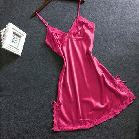 Winter Sleepwear For Sleeping Very Sexy Night Woman Nightie Dress Silk Sleeveless Lace Baby Doll Lingerie Pajamas Bodysuit Night