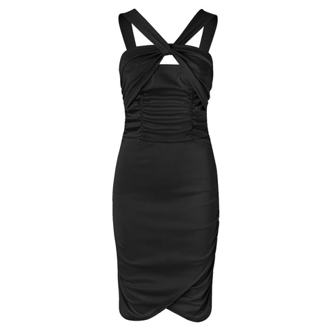 Mini Dress Sexy V Neck Hollow Out Bag Hip Pleated Long Sleeve Casual Party Club Summer Dresses Slimming Wrap Buttocks Skirt