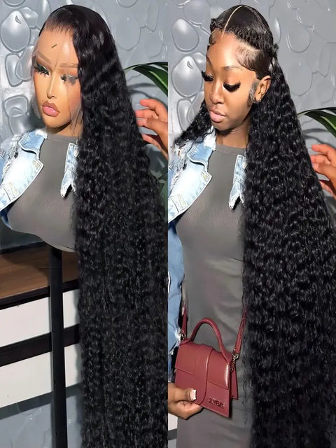 40 46 Inch Deep Wave 13x6 13x4 Lace Front Human Hair Wig 200% Remy Curl 360 Full Lace Frontal Wig Human Hair For Black Women