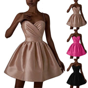 Luxury Satin Party Dress Women Ballet-Style Sexy Elegant Suspenders Short Evening Dresses Elegant Cocktail Dresses Vestidos