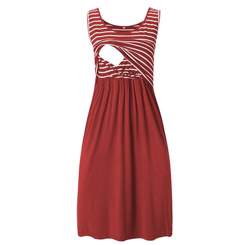 Women's Pregnancy Sleeveless Nursing Dress Maternity Dress Breastfeeding Clothes Summer Maternity Sleepwear Pregnancy Dresses
