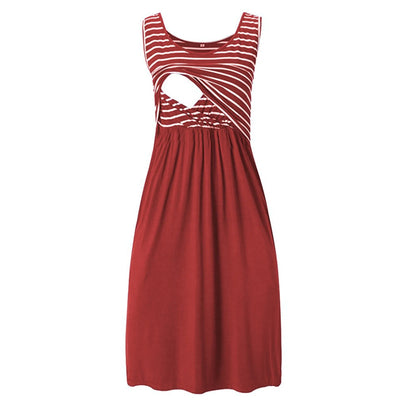 Women's Pregnancy Sleeveless Nursing Dress Maternity Dress Breastfeeding Clothes Summer Maternity Sleepwear Pregnancy Dresses