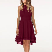 Vestidos Women'S Dress Solid Color Sexy Off-Shoulder Sleeveless Dress 2024 Pleated Summer Round Neck Hanging Neck A-Line Dress