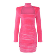 Sexy Squareneck Dress Ladies Bag Hip Mini Dresses Seductive Solid Color Long Sleeve Party Cocktail Vestidos Women'S Clothes