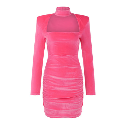 Sexy Squareneck Dress Ladies Bag Hip Mini Dresses Seductive Solid Color Long Sleeve Party Cocktail Vestidos Women'S Clothes