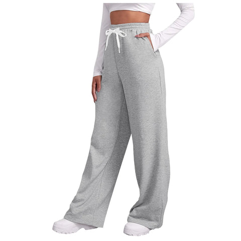 Women’S Fleece Lined Wide Leg Sweatpants High Waisted Drawstring Baggy Baggy Cargo Pants Fall Casual Joggers Tracksuit Pants