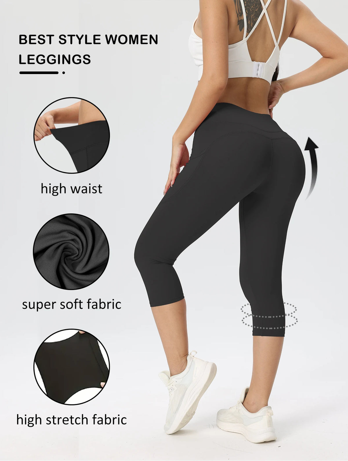 High-Waist Capri Leggings with Phone Pocket, 3-Pack – view 7 of 9