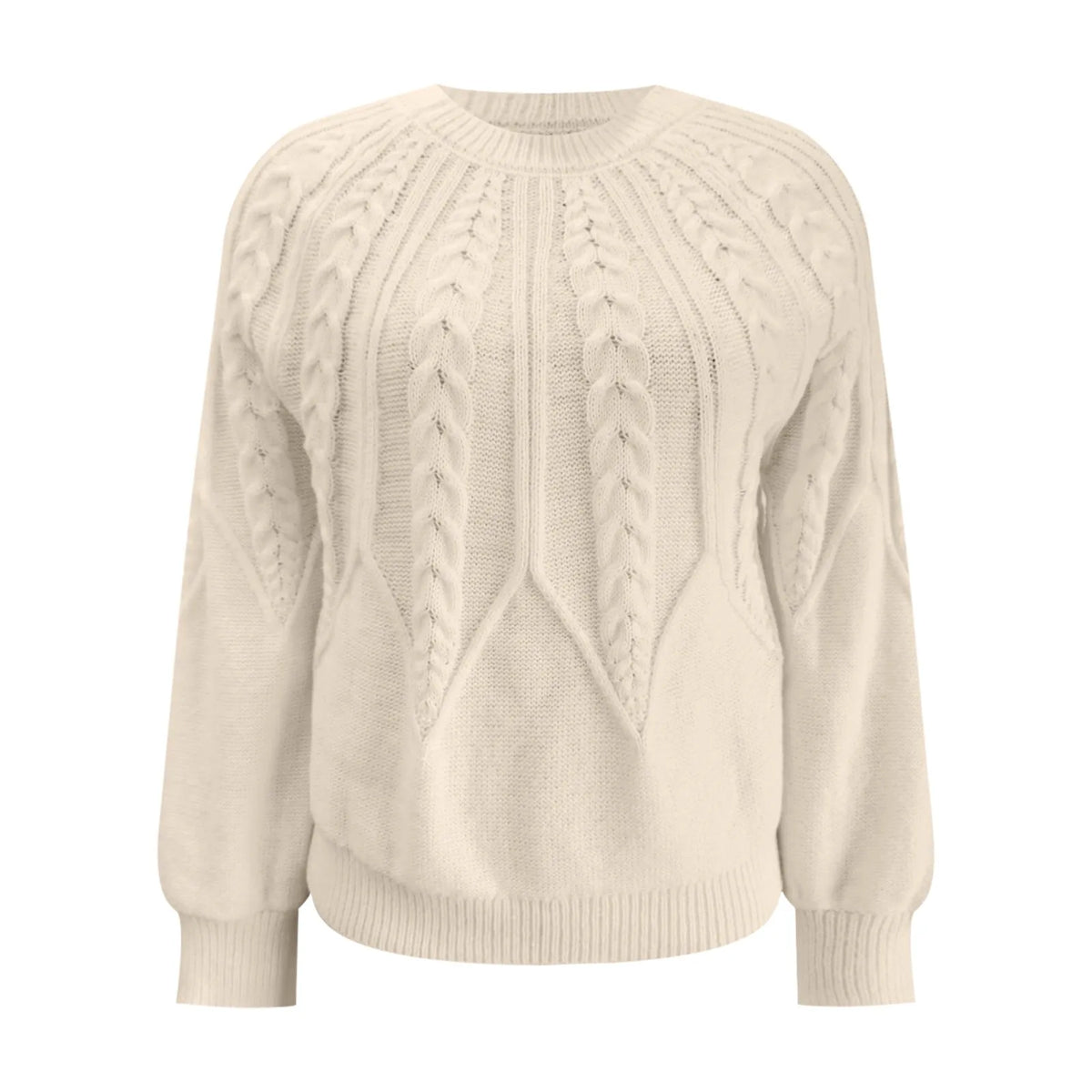 Cable Knit Puff Sleeve Crewneck Sweater – view 3 of 20