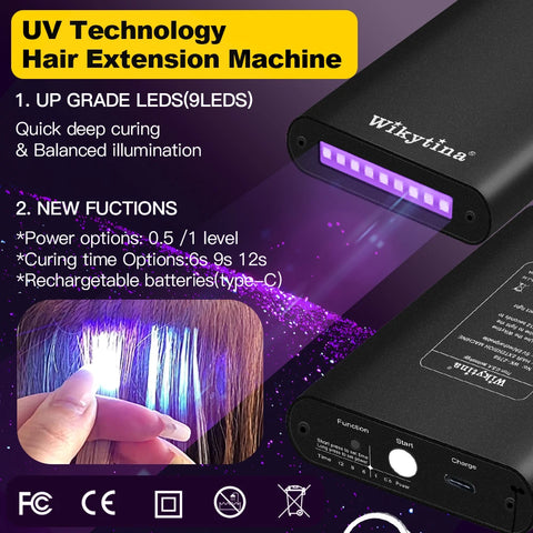 Advanced V Light Hair Extension Tools Kit with UV Glue Hair Extension Machine for Professional and Home Use