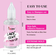 Lace Wig Glue and Remover Set Waterproof Wigs Liquid Glue Invisible Glue for Wigs Long Lasting Bold Hold Wig Adhesive Glue