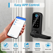 CIEPOJIT Smart Lock 5 In 1 Door Lock With Handle Biometric Technology Storage Memory Function TT LOCK APP Control
