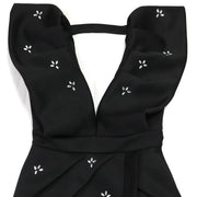 Women V-neck Petal Sleeveless Mini Dress Diamonds Ruched Bodycon Dresses Sexy Night Party Vestidos Fashion Evening