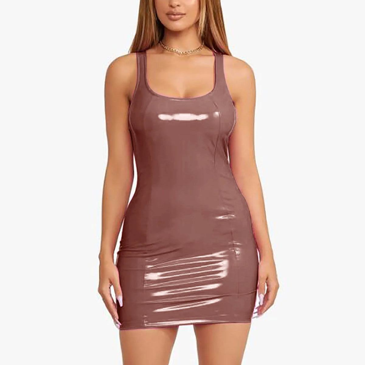 Glossy Faux Leather Bodycon Mini Dress – view 6 of 11