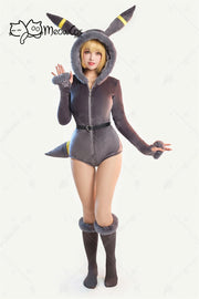 Meowcos PM Derivative Cosplay Costume Moonlight Anime Derivative Furry Hoodie Deep V Romper Bodysuit Socks with Belt and Tail