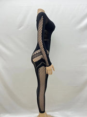 Women Full Sleeve Long Dress Mesh Hollow Out 2024 Fall O-neck Evening Vestidos Sexy Party Club Maxi Dresses Vestidos