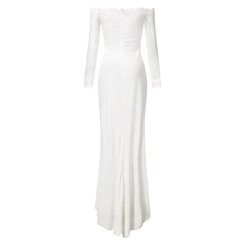 Sexy Lace Long Sleeve Dress Wedding Party Bridesmaid Off Shoulder Slash Neck Gown Dress Cocktail Prom Long Dresses летнее платье