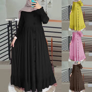 Muslim Hijab Dubai Abaya Long Dress Women Single Breasted Solid Color Islamic Dress Abaya African Dress Dubai Turkey Kaftan