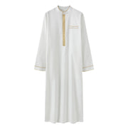 2025 Muslim Men Robe Embroidered Loose Long Skirt Ramadan Prayer Kaftan Pakistan Attire Thobe Gentleman Traditional Dress