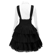 Women Maid Outfit Lolita Cosplay Temperament Black Lolita Skirt Suit Lapel High Waist Dress two piece set Uniform Apron Dresses