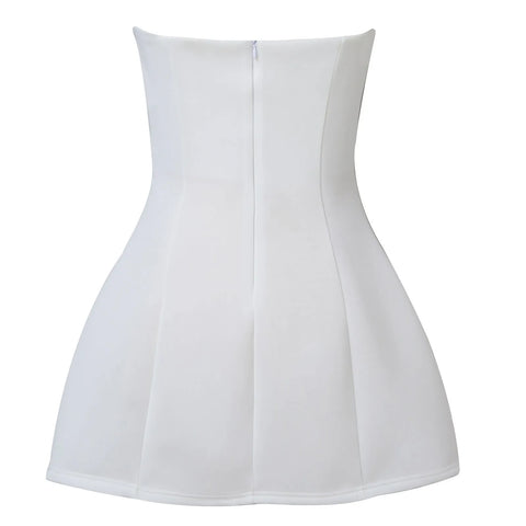 Prom Dress Strapless Off Shoulder Tube Wrapped Chest Sexy Women Mini Dresses High Waist Black White Backless Evening Party Dress