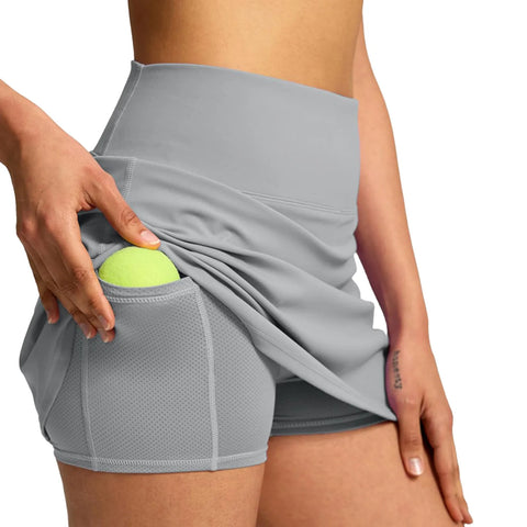 Side Slit Mini Gym Skirt Women'S Double Layered Pleats Tennis Skirts For Women High Waisted Skirt With Shorts Women Clothing 스커트