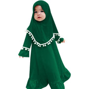 Girl Muslim Dress With Hijab For Newborn Infant Girls 0-6 Years Prayer Dress Muslim Clothes Long Sleeve Muslim Robe+Headscarf