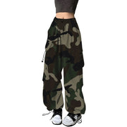 Womens Camouflage Cargo Pants American Streetwear Y2k Hip Hop Loose Baggy Trousers Street Casual Joggers Wide Leg Sweatpants