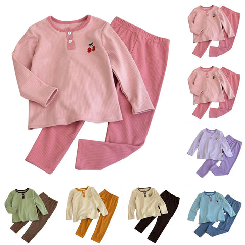 Kid's Sleepwear Sets Autumn Winter Homewear Boys Girls Cartoon Print Long Sleeve T Shirt Long Pants Pajamas Suits Winter Clothes