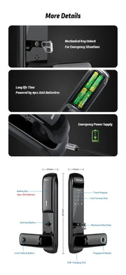 US.EU Electronic Fingerprint Biometric Frosted Panel Digital Smart Door Lock WiFi TUYA or TTLock APP Password IC Card Security