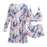 Brazilian Bikini Set Women Floral Printed Beach Wear Three Piece Push Up Cover Up Swimsuit Sexy Swimming Suit 2024 Bathing Suit