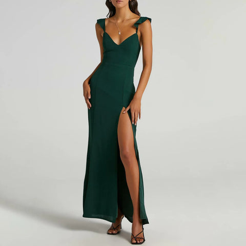 Evening Gowns For Women Formal Womens Sleeveless Ruched Ruffle Formal Evening Dressslim Dresses Vestidos De Fiesta