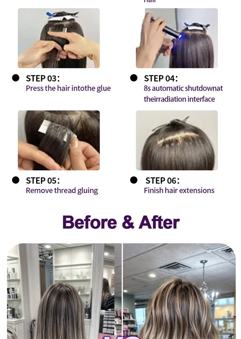 Advanced V Light Hair Extension Tools Kit with UV Glue Hair Extension Machine for Professional and Home Use