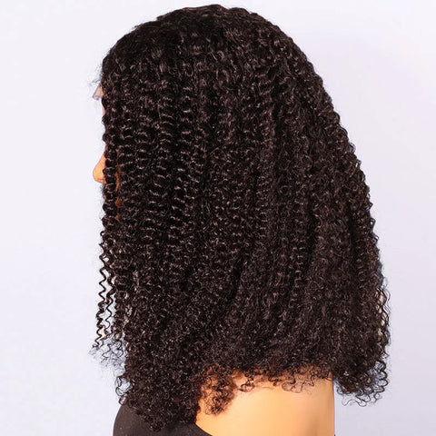 Wigs For Women Kinky Curly Lace Wig Human Hair Brazilian Hair Curly Bob Wig 200D 4X4 Lace Closure Wigs With Pre-Plucked Natural