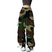 Womens Camouflage Cargo Pants American Streetwear Y2k Hip Hop Loose Baggy Trousers Street Casual Joggers Wide Leg Sweatpants
