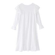 Kids Girls Lace Dress Children Nightdress Solid Color Ruffle Autumn Long Sleeve White Princess Dress Home Robe Sleepwear Vestido