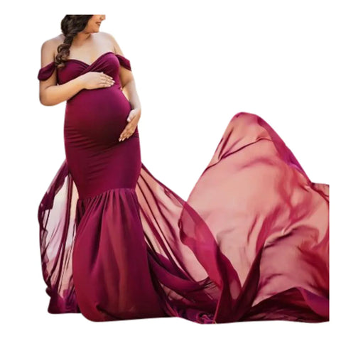 Soft Chiffon Fabric Maternity Photography Props Dress Off Shoulder Sleeveless Solid Maternity Dress Belts одежда для беременных