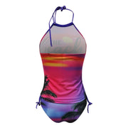 Women'S Swimsuit Tankinis Swimwear Halter Two Piece Bikinis Sets Female Flash Patchwork Bathing Suits Beachwear Bathers 비키니