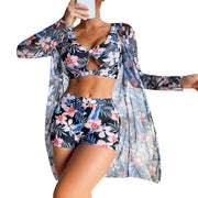 Brazilian Bikini Set Women Floral Printed Beach Wear Three Piece Push Up Cover Up Swimsuit Sexy Swimming Suit 2024 Bathing Suit